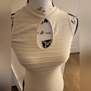 Bebe - Kara Mock Neck Stripe Textured Dress